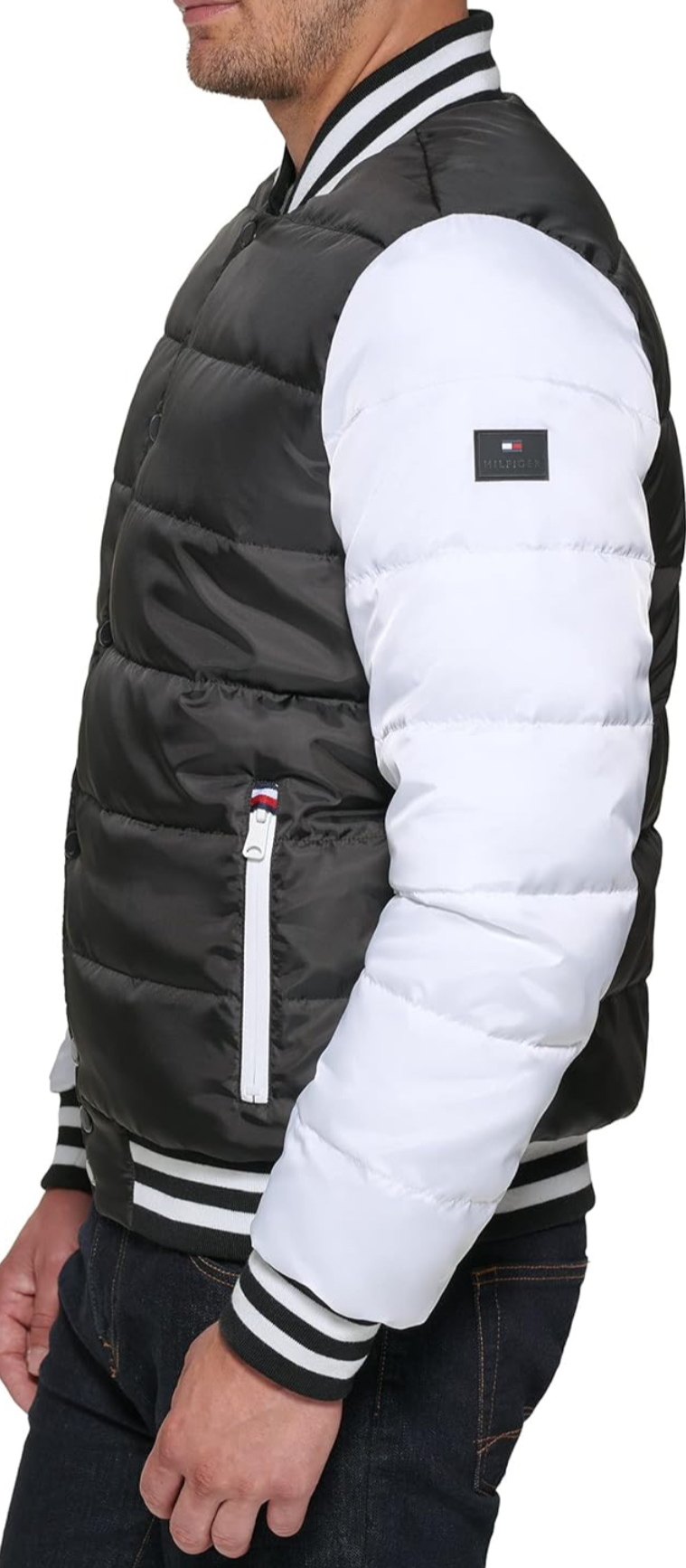 Tommy Hilfiger Men's Mixed-Media Quilted Bomber Jacket-Tommy Hilfiger 151AN554 - Image 9