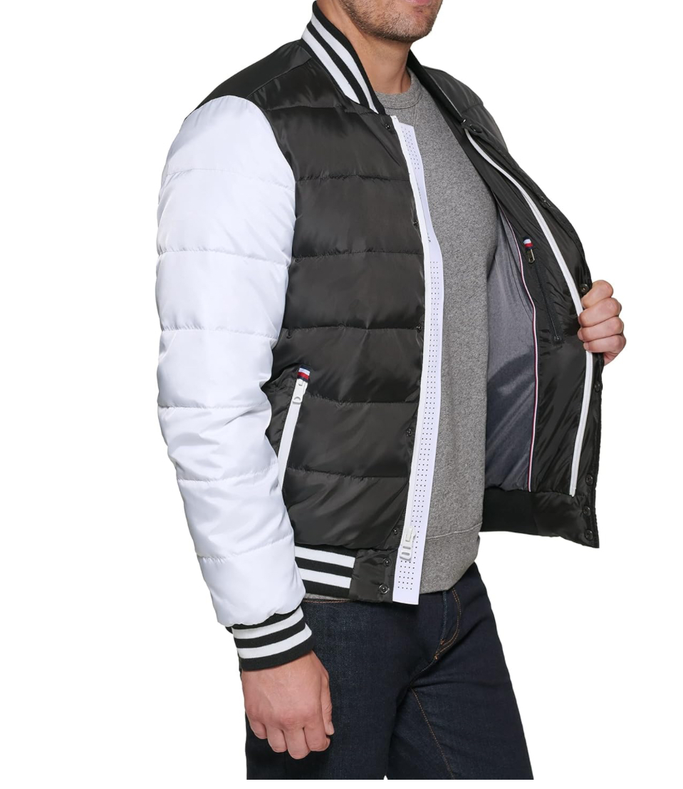 Tommy Hilfiger Men's Mixed-Media Quilted Bomber Jacket-Tommy Hilfiger 151AN554 - Image 11