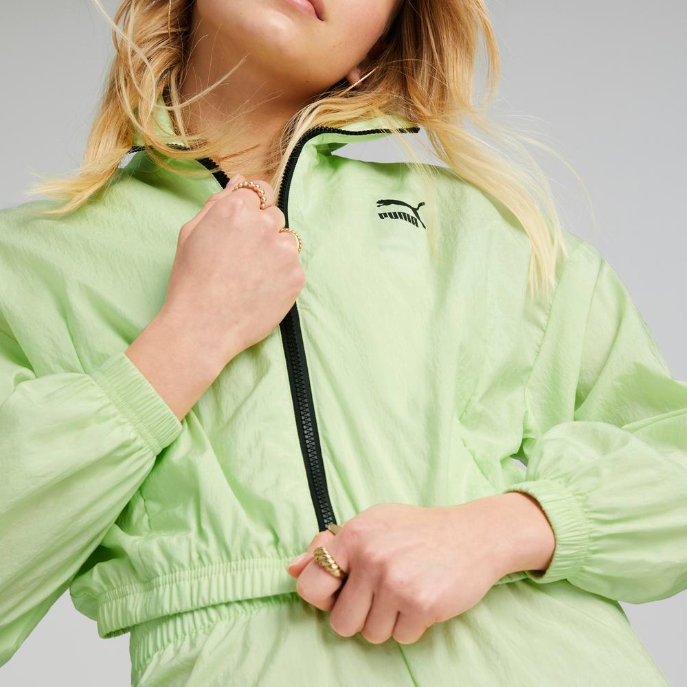 PUMA Classics Cropped Track Jacket in Pale Lime-Puma535637-32 - Image 4