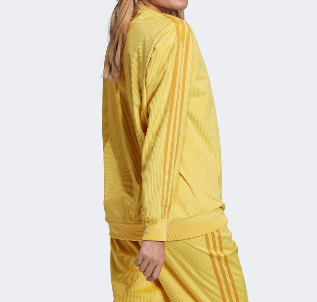 Adidas Originals Women's Ribbed Velour Crew Sweatshirt – Easy Yellow-Adidas GU0823 - Image 2