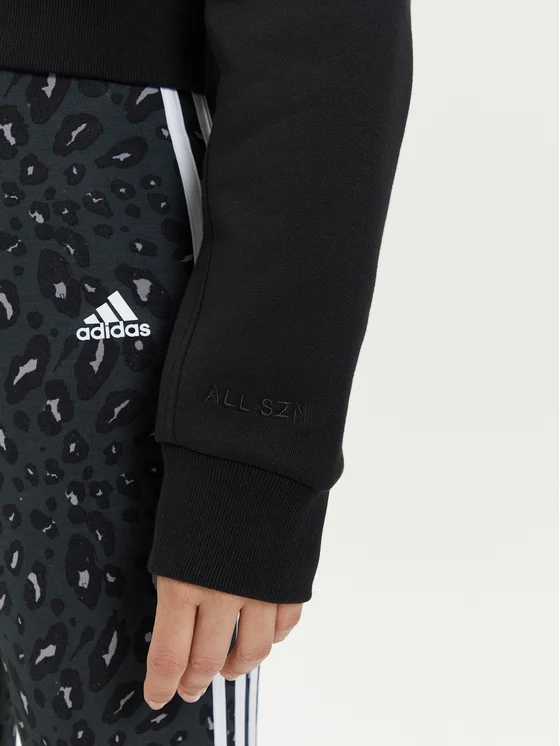 Adidas Women's ALL SZN Fleece Cropped Sweatshirt - Black-Adidas IW1225 - Image 3