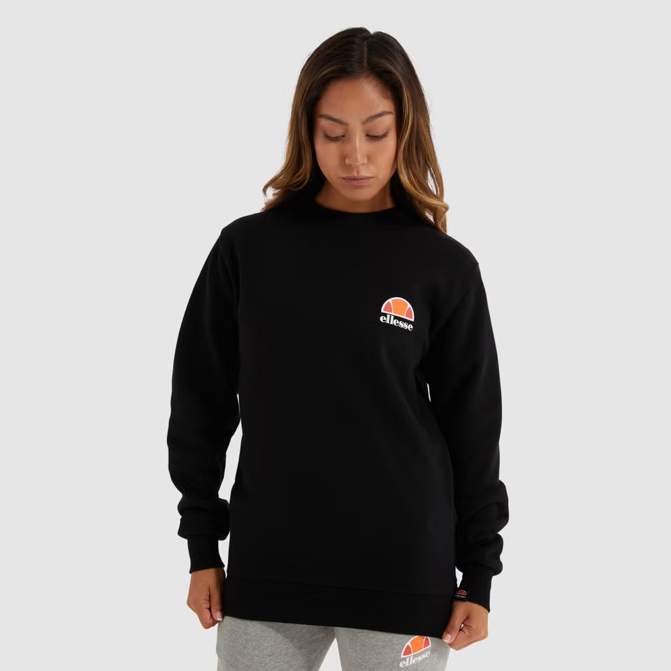 Ellesse Women’s Agata Crewneck Sweatshirt – Classic Black Core Fleece-ELLESSE 611163