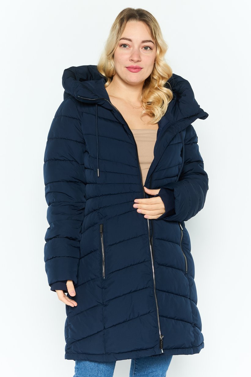 Michael Kors Women’s Hooded Chevron Quilted Puffer Coat with Thumbhole Cuffs-Michael Kors M426607B - Image 6