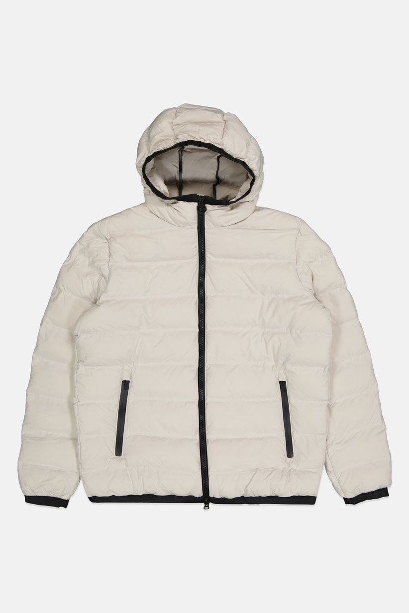 Geox Men’s Hooded Puffer Jacket – Off-White & Black Breathing Technology-GEOX M2629C - Image 2
