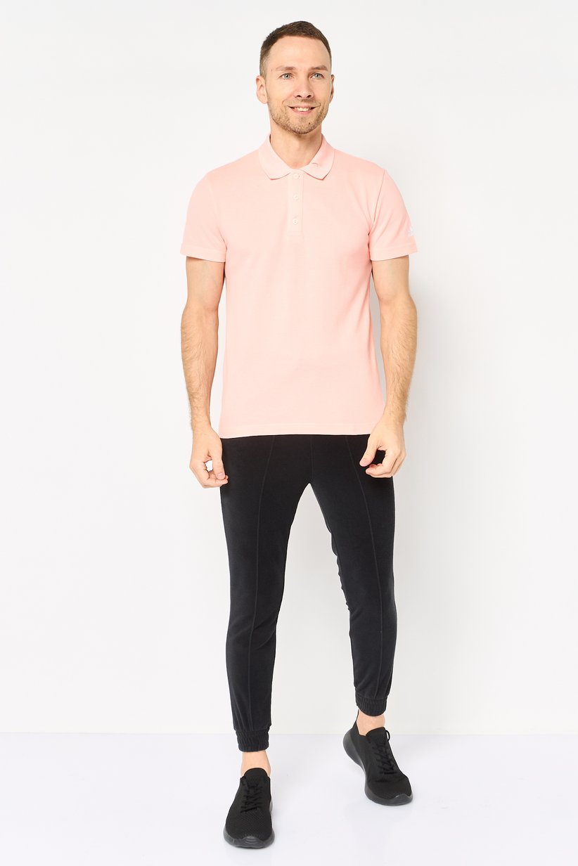 Adidas Men's Essentials Poly-Cotton Polo Shirt - Pastel Pink-Adidas HI5592 - Image 4