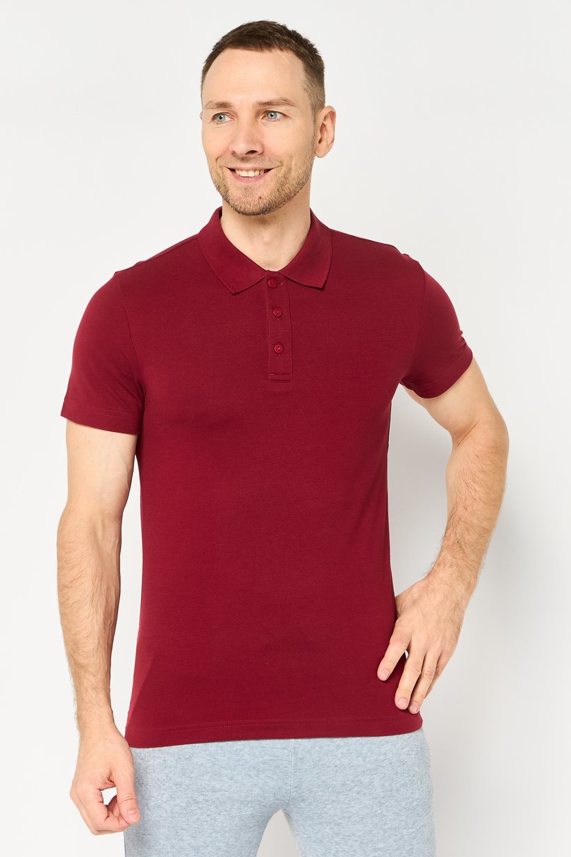 Adidas Men's Essentials Pique Polo Shirt - Burgundy-Adidas HI5593