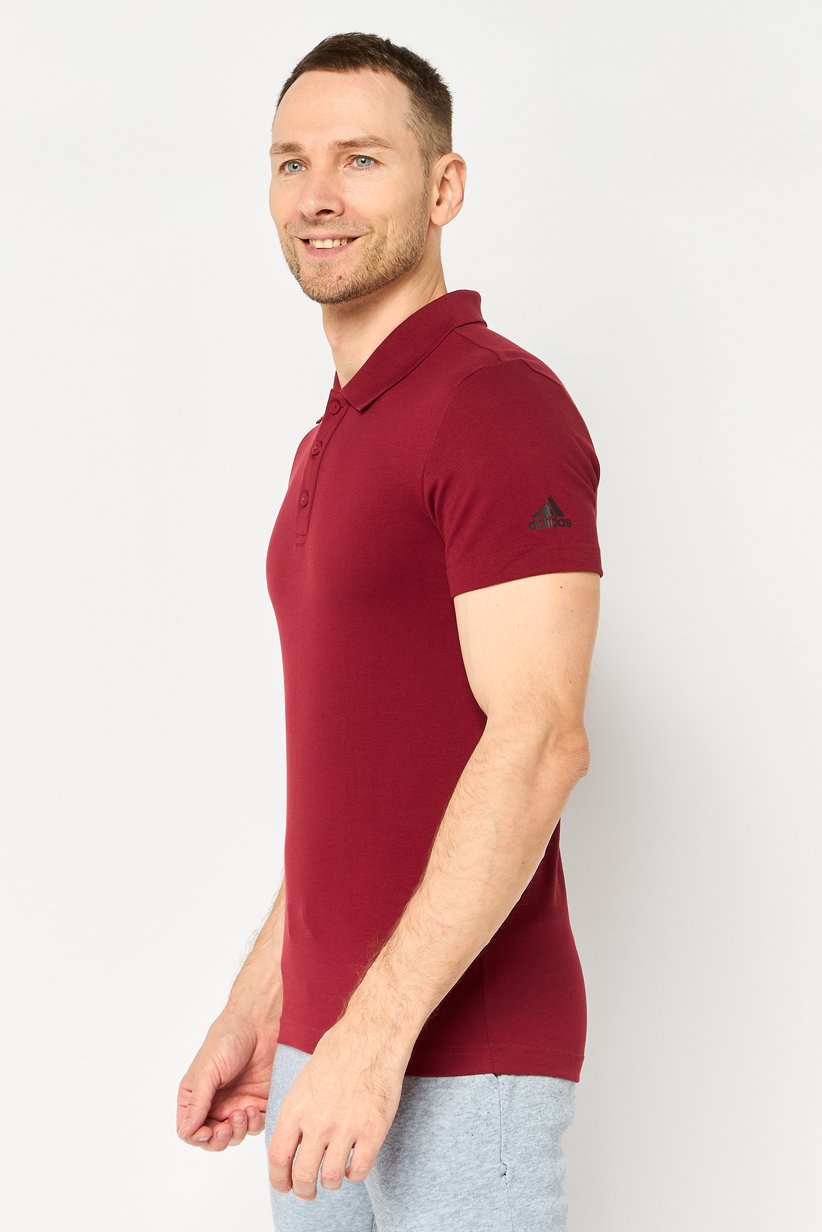 Adidas Men's Essentials Pique Polo Shirt - Burgundy-Adidas HI5593 - Image 2