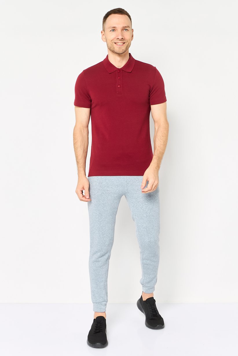 Adidas Men's Essentials Pique Polo Shirt - Burgundy-Adidas HI5593 - Image 4