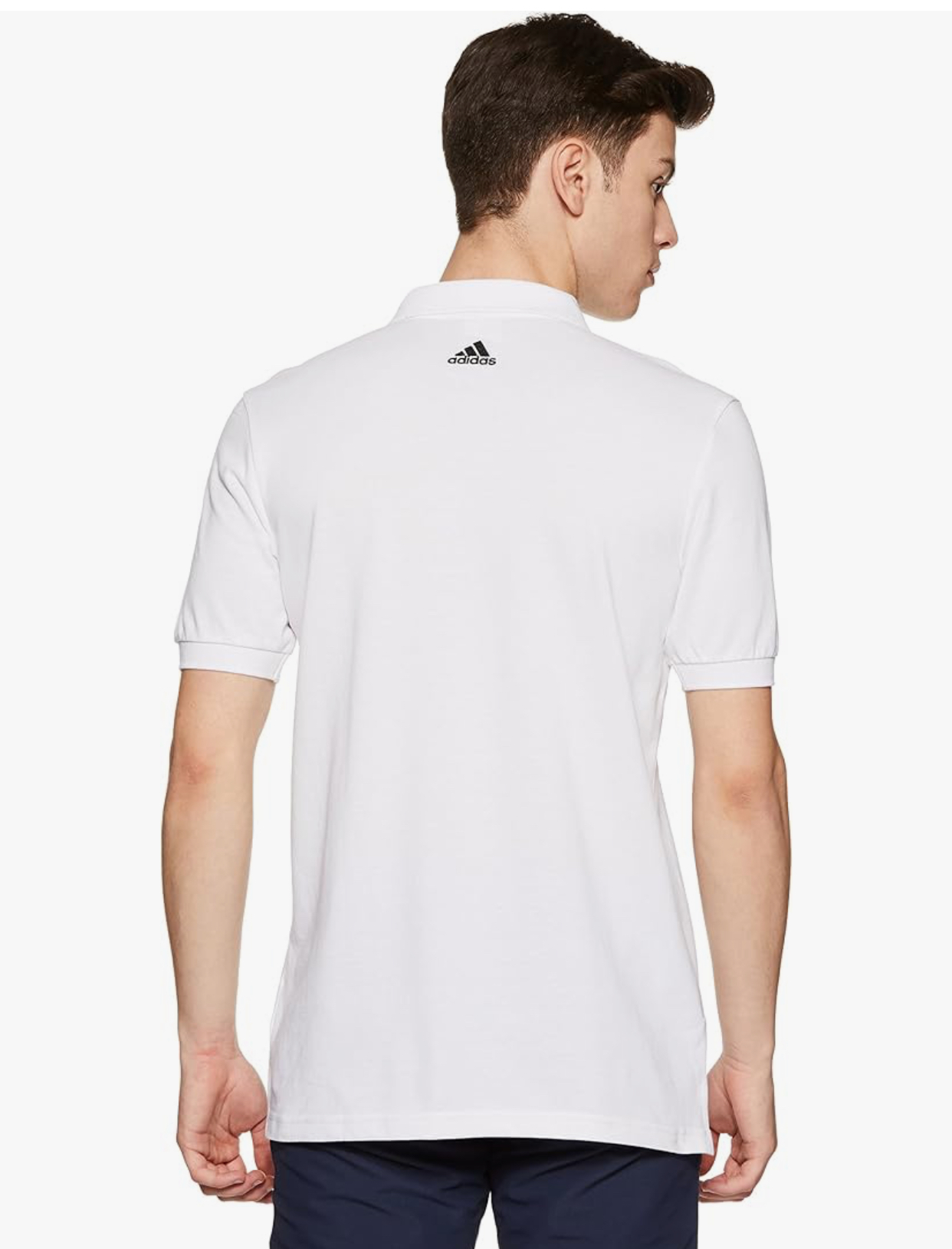 Adidas Men's Poly-Cotton Performance Polo Shirt - White-Adidas BS0674 - Image 2