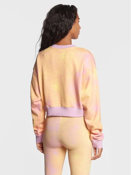 Adidas Originals Women's Marble Print Cropped Crew Sweatshirt – Yellow & Lilac-Adidas HL6599 - Image 2