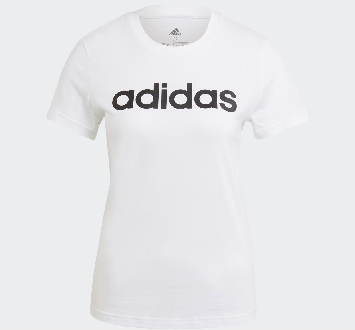 Adidas Women's Essentials Linear Logo Slim Fit Cotton T-Shirt - White-Adidas GL0768 - Image 6