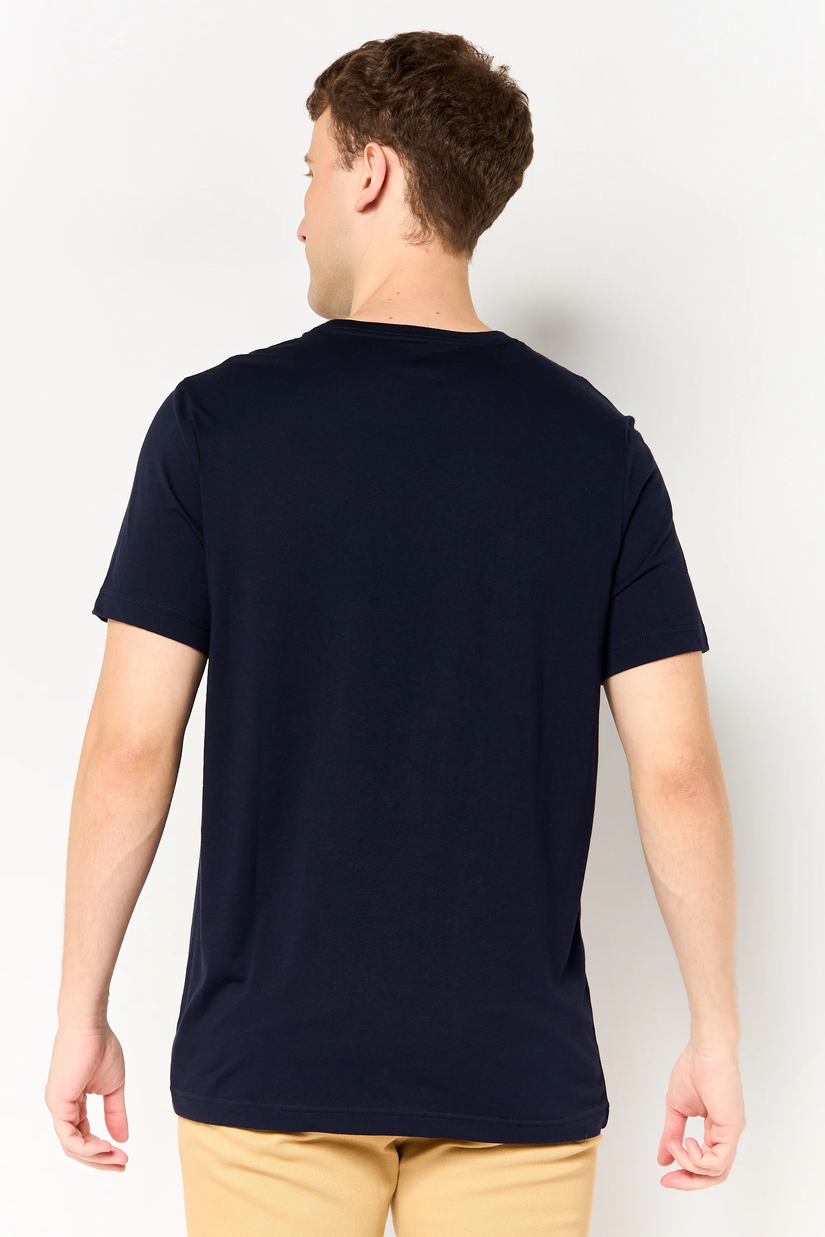 Men Crew Neck Short Sleeve Brand Logo T-Shirt, Navy - TOMMY HILFIGER 09T4510 - Image 2