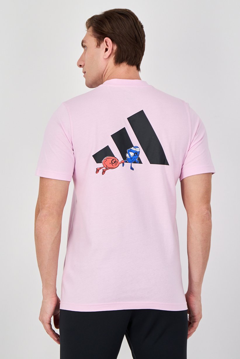 Adidas Men's Graphic Print Short Sleeve T-Shirt - Light Pink-Adidas IB4889 - Image 3