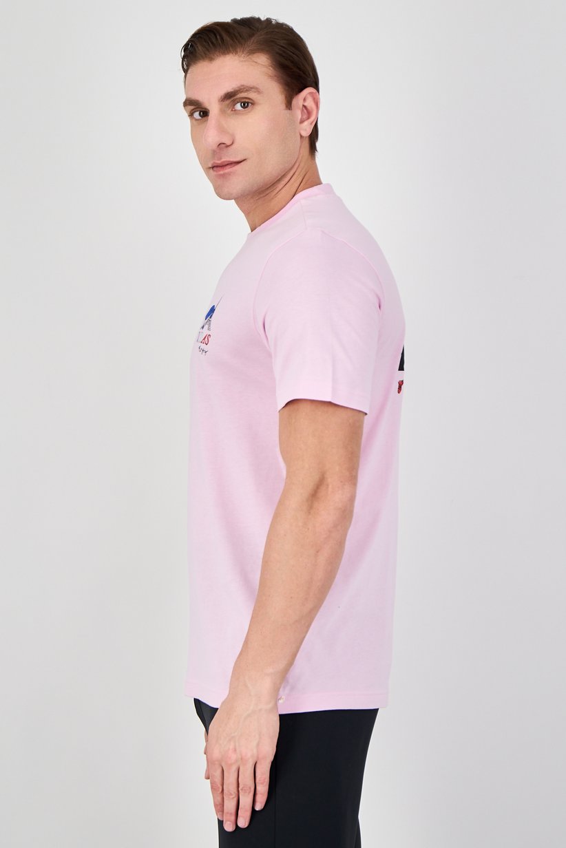 Adidas Men's Graphic Print Short Sleeve T-Shirt - Light Pink-Adidas IB4889 - Image 4