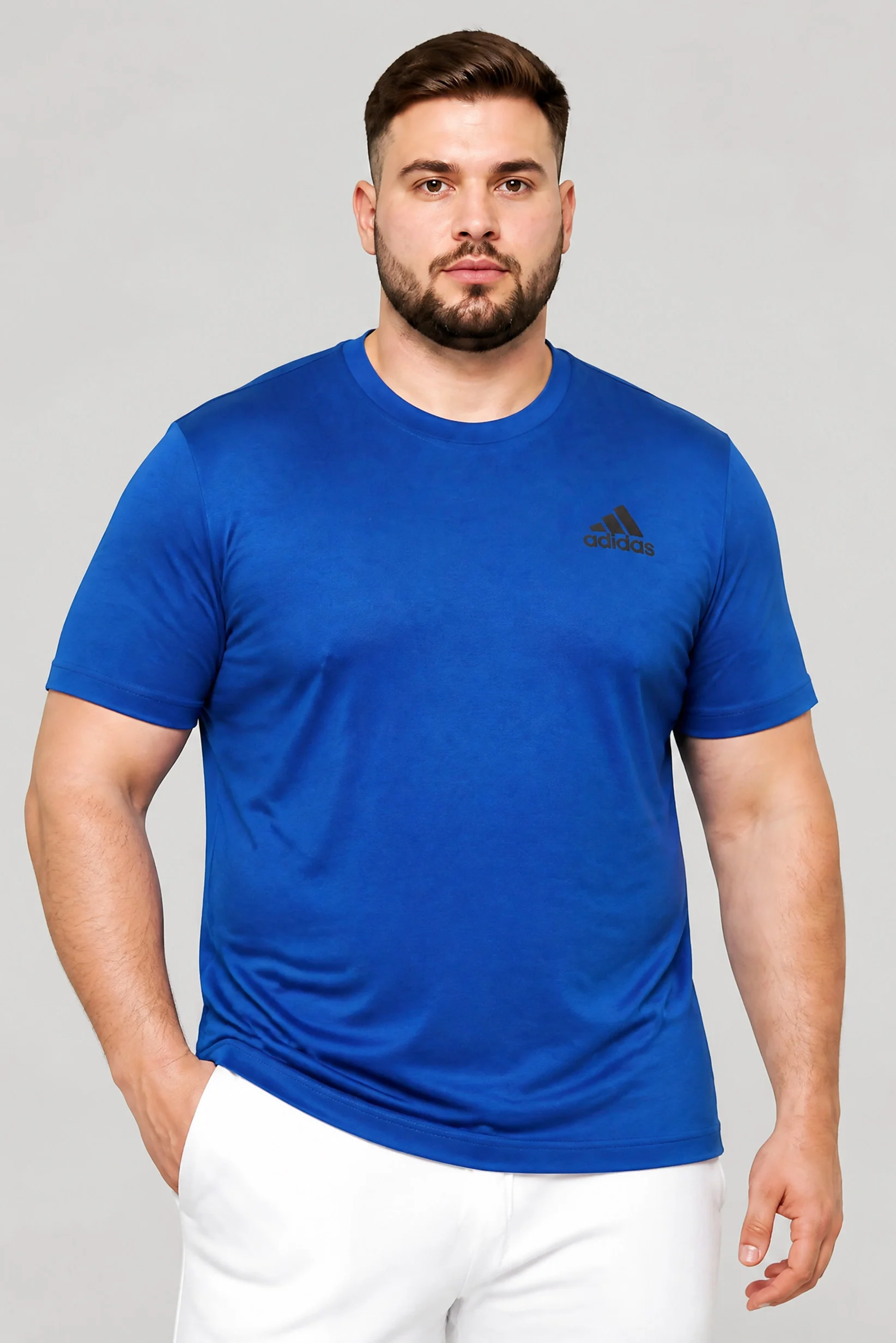 ADIDAS Men Sportswear Fit Short Sleeve Training T-shirt, Blue - Adidas GR0518