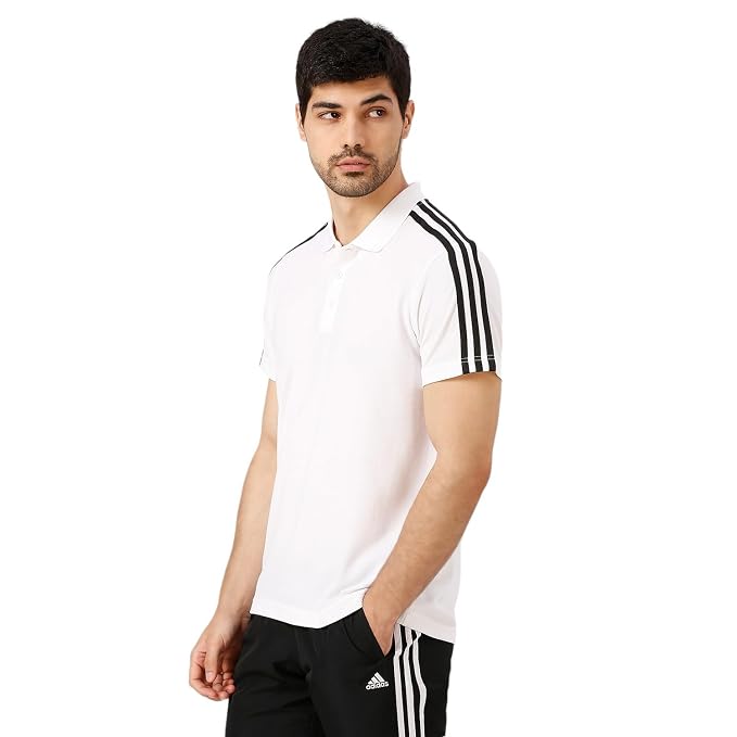 ADIDAS Men Sportswear Fit Short Sleeve Outdoor Polo Shirt, White - Adidas JI5759 - Image 6