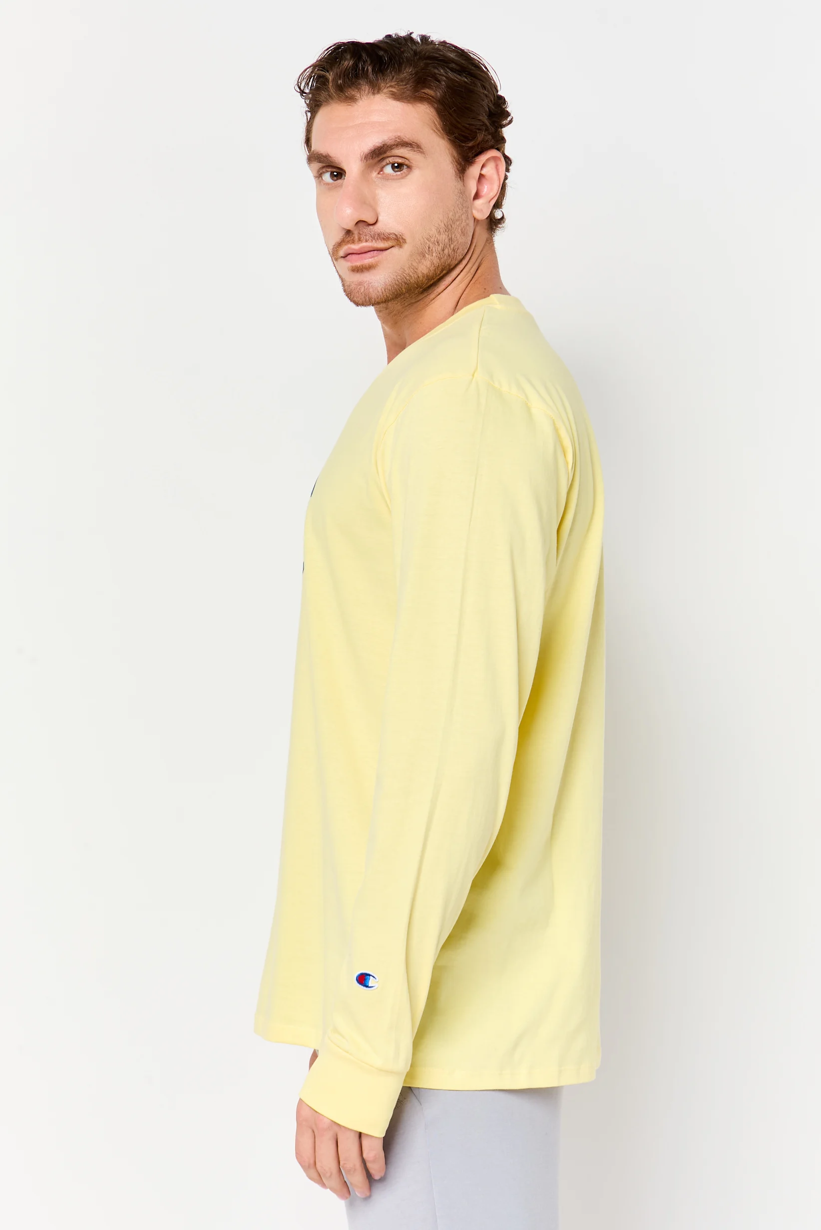 Men Sportswear Fit Long Sleeve Outdoor T-Shirt, Pale Yellow - Champion CHP0049 - Image 2