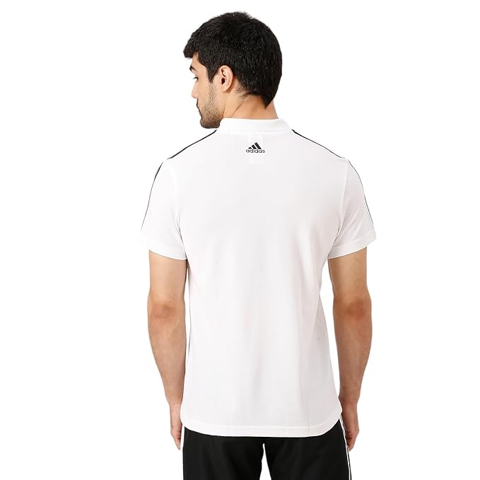 ADIDAS Men Sportswear Fit Short Sleeve Outdoor Polo Shirt, White - Adidas JI5759 - Image 4
