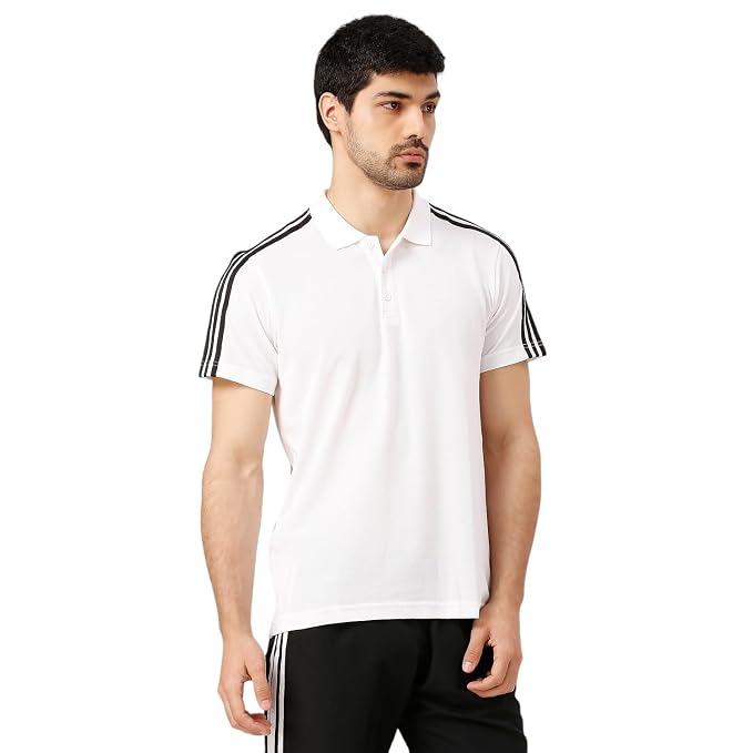ADIDAS Men Sportswear Fit Short Sleeve Outdoor Polo Shirt, White - Adidas JI5759 - Image 5