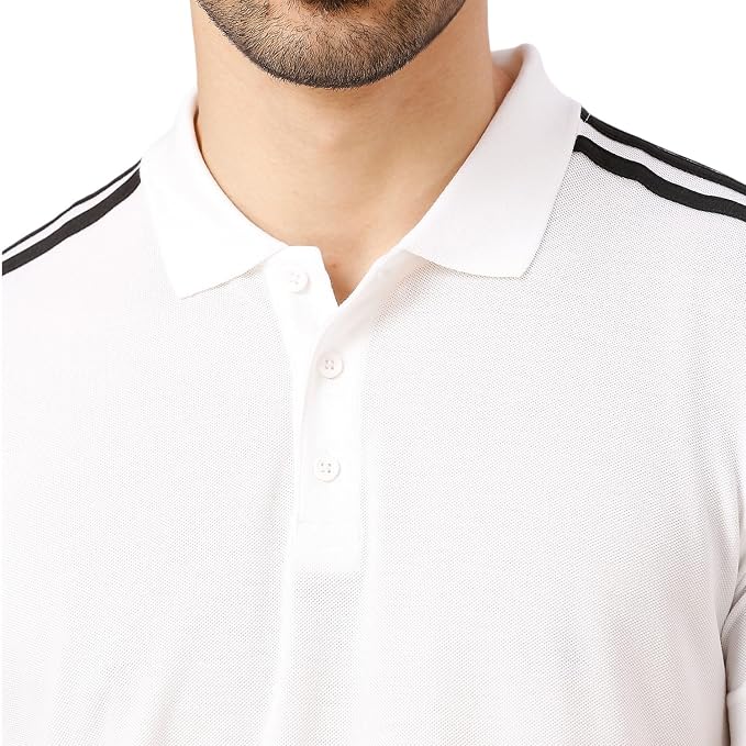 ADIDAS Men Sportswear Fit Short Sleeve Outdoor Polo Shirt, White - Adidas JI5759 - Image 3