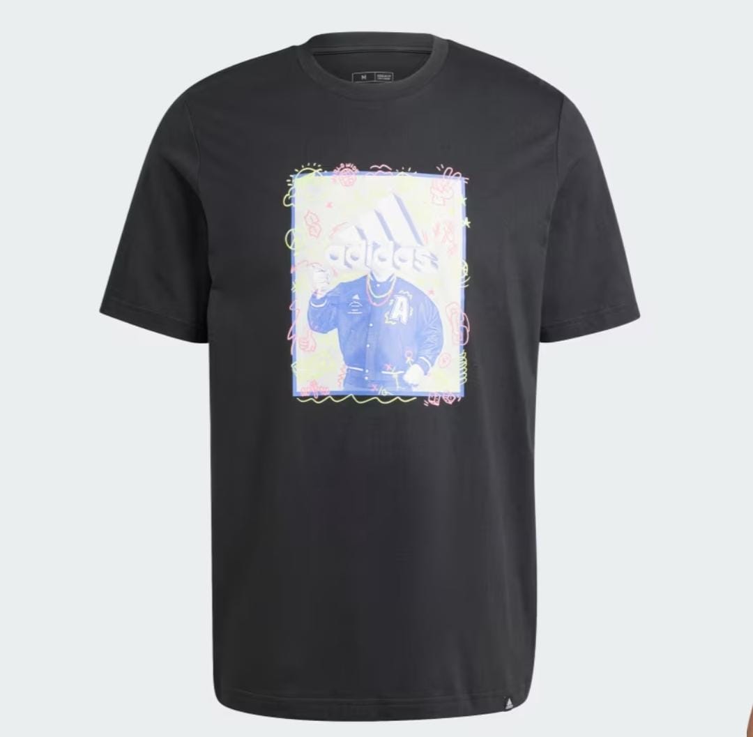 ADIDAS Doodle BLACK Graphic Tee T-SHIRT - Adidas IY8072 - Image 4