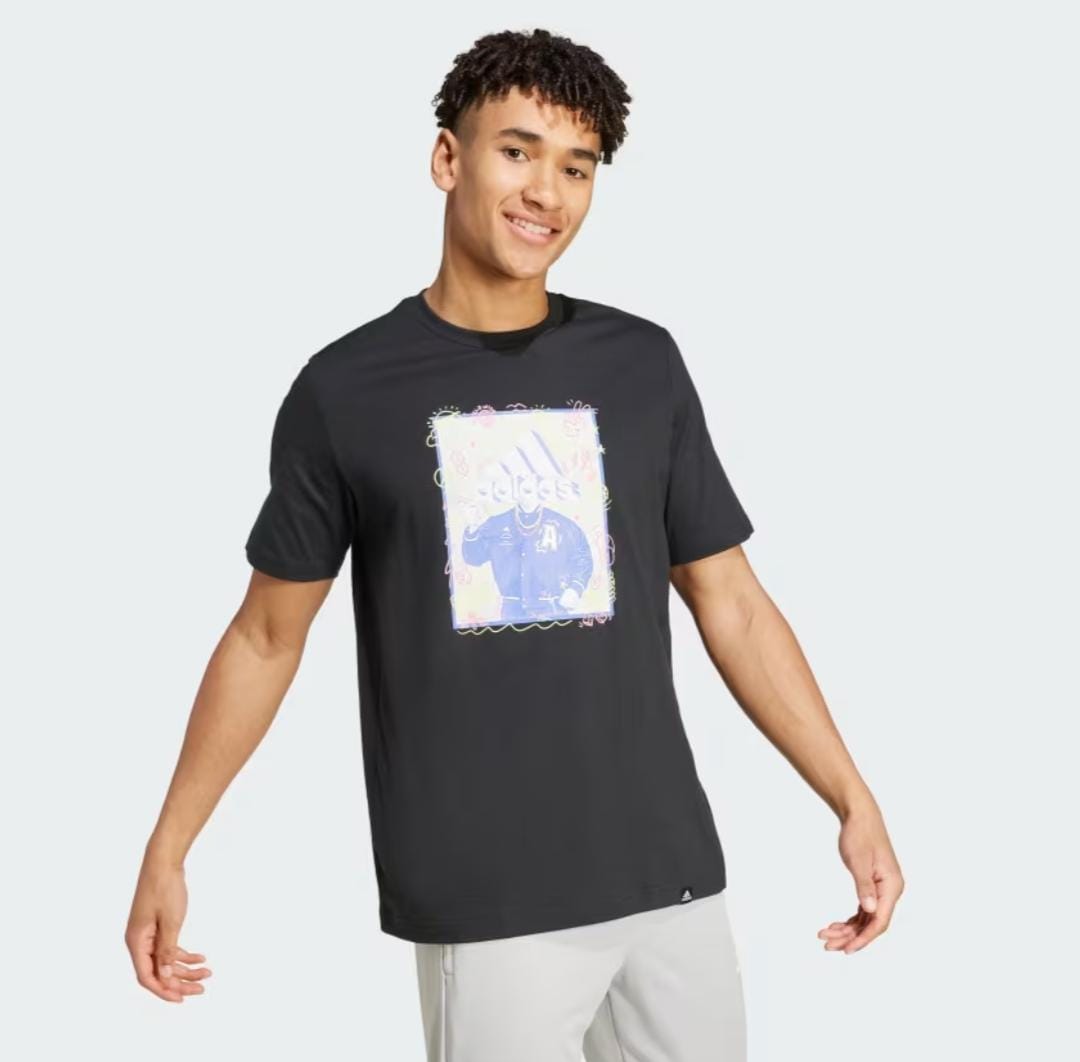 ADIDAS Doodle BLACK Graphic Tee T-SHIRT - Adidas IY8072 - Image 3