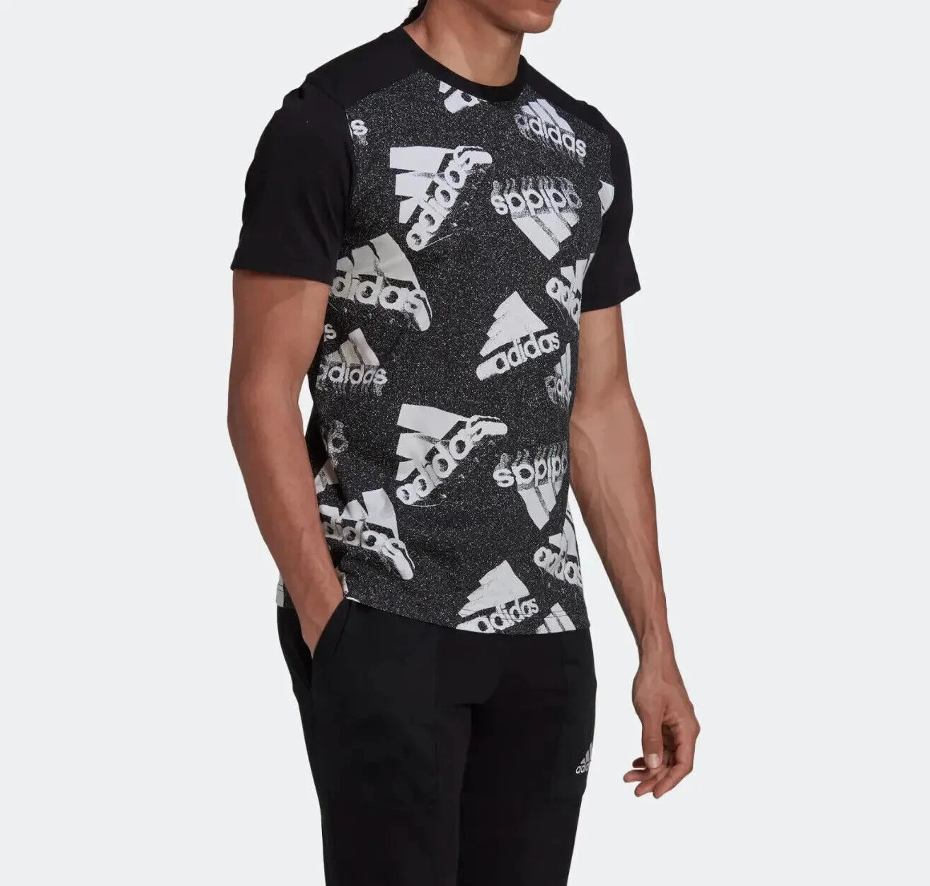 adidas Men's Essential Brand Love Logo Black/White Tee - Adidas HK0380 - Image 4