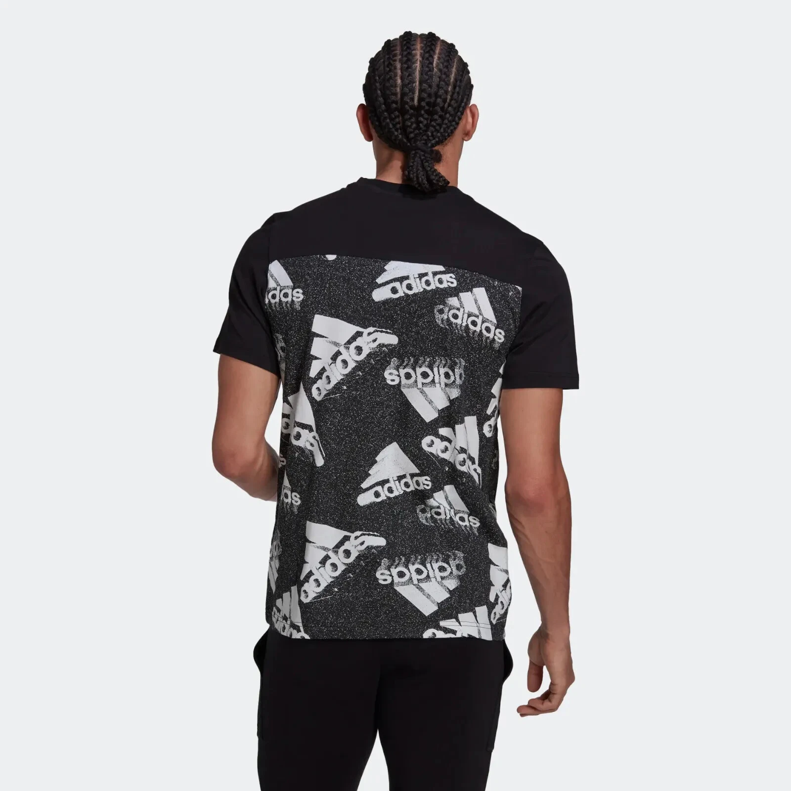 adidas Men's Essential Brand Love Logo Black/White Tee - Adidas HK0380 - Image 5