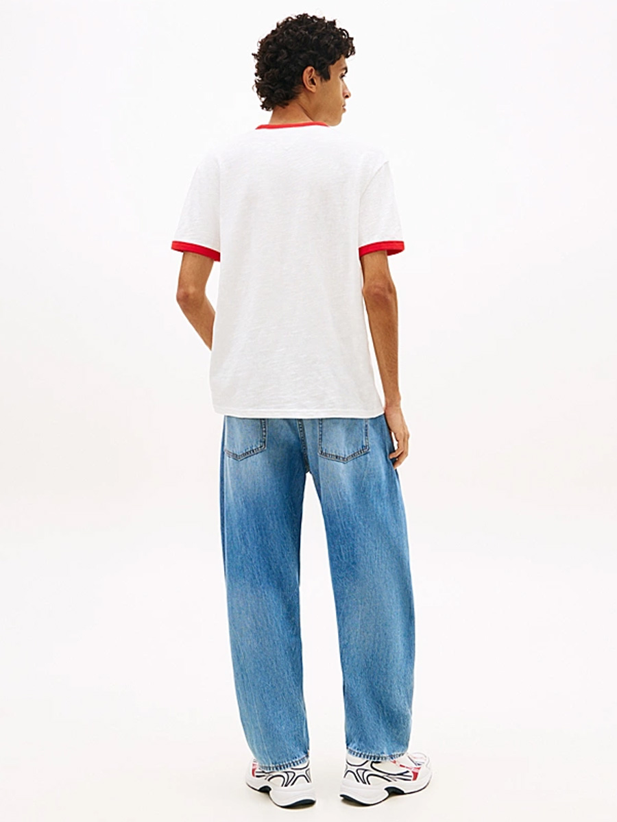 Tommy Jeans Wavy Flag Textured Jersey T-Shirt Cream - Tommy Hilfiger DM0DM22537 - Image 4