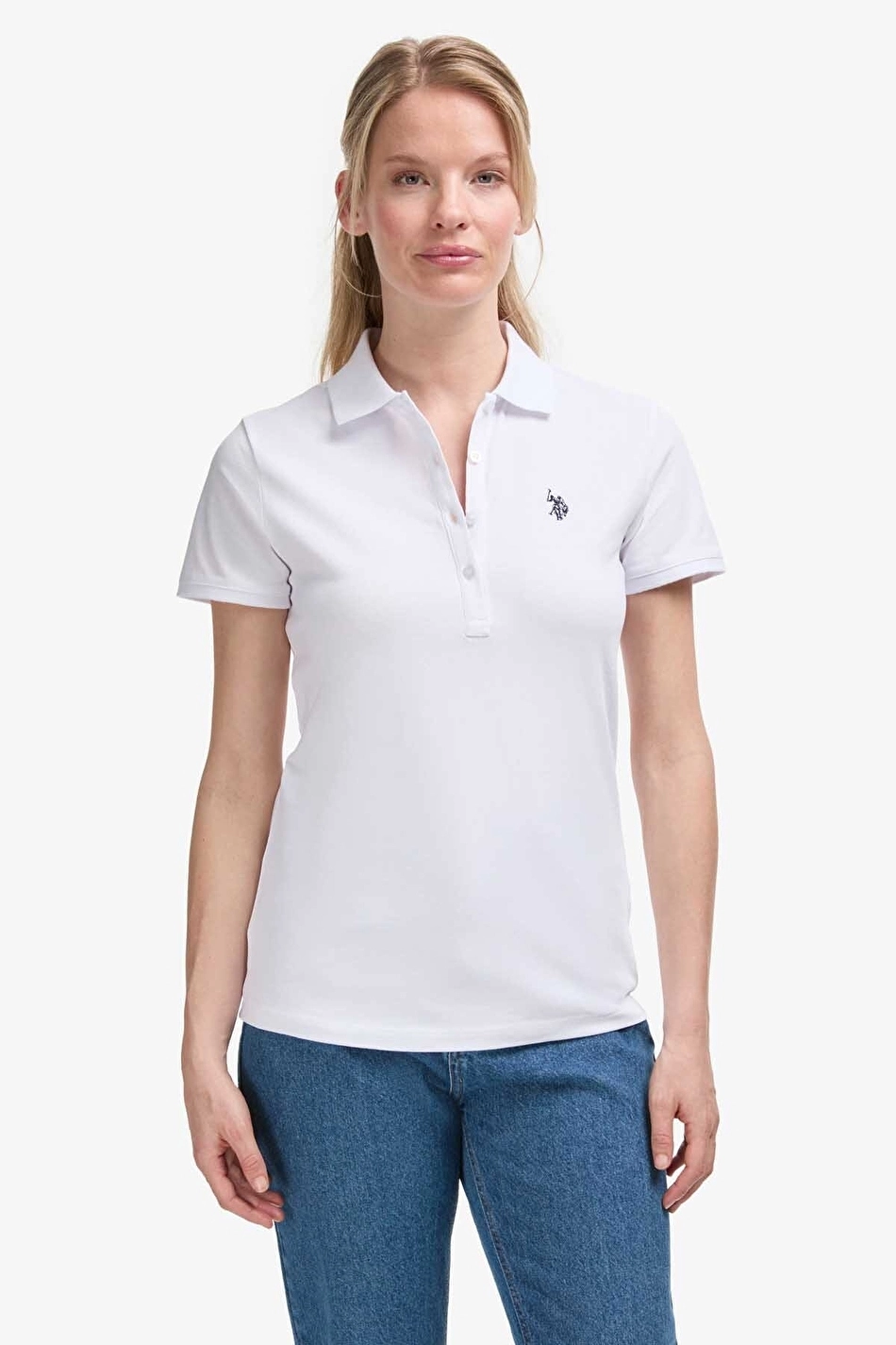 US Polo Assn. Slim Fit Women's T-Shirt 8807 VR013 White - US POLO ASSN VR013
