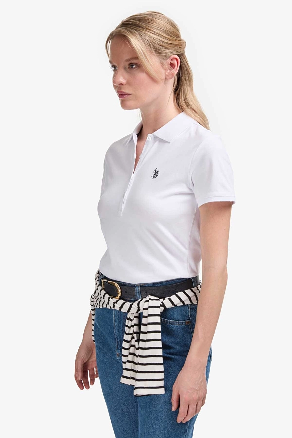 US Polo Assn. Slim Fit Women's T-Shirt 8807 VR013 White - US POLO ASSN VR013 - Image 3