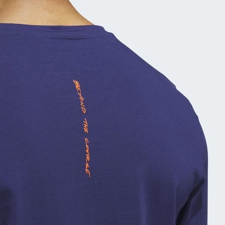 ADIDAS Beyond The Course Graphic Long Sleeve T-Shirt, Blue - Adidas JX1755 - Image 3