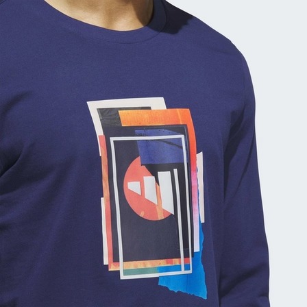 ADIDAS Beyond The Course Graphic Long Sleeve T-Shirt, Blue - Adidas JX1755 - Image 4