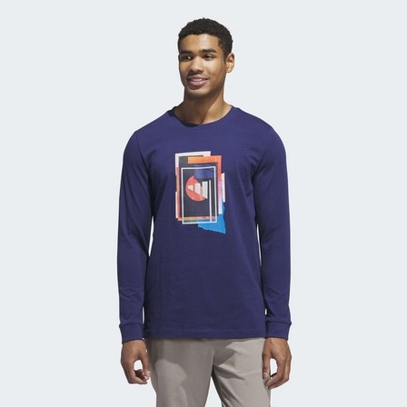 ADIDAS Beyond The Course Graphic Long Sleeve T-Shirt, Blue - Adidas JX1755 - Image 6