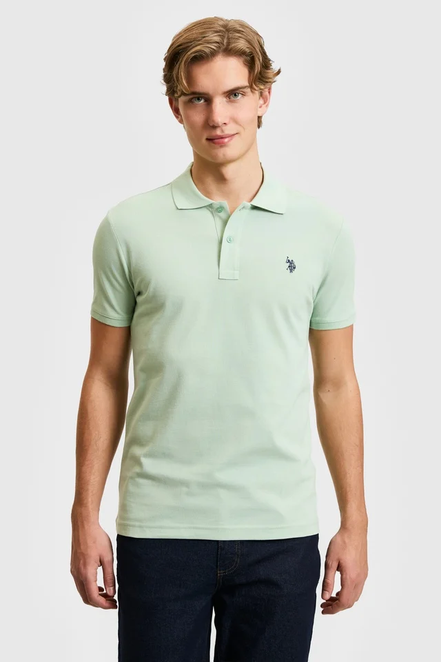 US POLO ASSN Men’s Slim Fit Polo Collar Aqua Green Basic T-Shirt – US POLO ASSN VR048